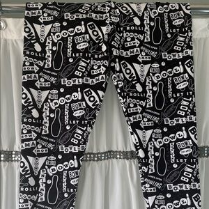 Women’s Black and White Bowling Print Leggings. Worn once.
